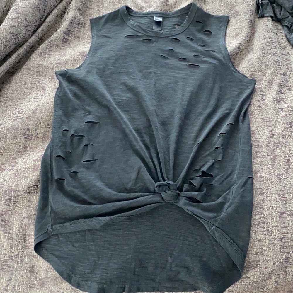 Ripped gray tank top